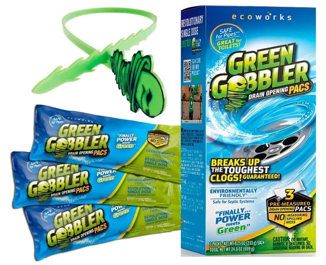Green Gobbler Drain Opener, Hair Grabber Tool, 3 Packs - As seen on TV