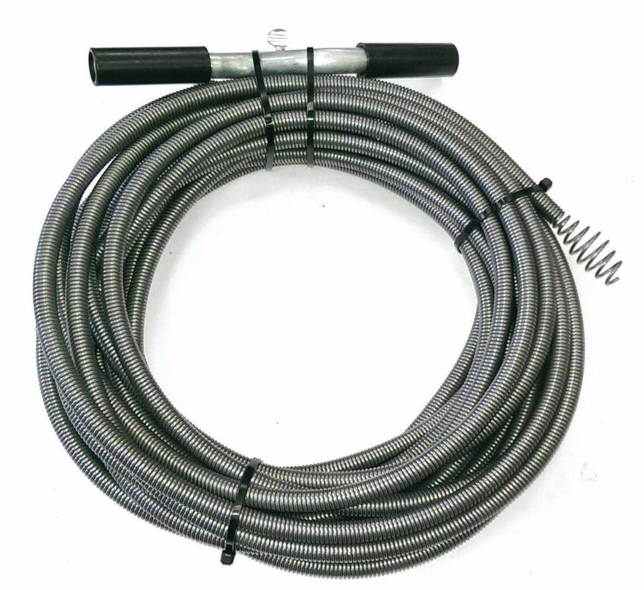 ProSource 2623601 Drain Pipe Auger, 3/8 in Dia x 50 ft L High Carbon Steel Spring Cable, Black