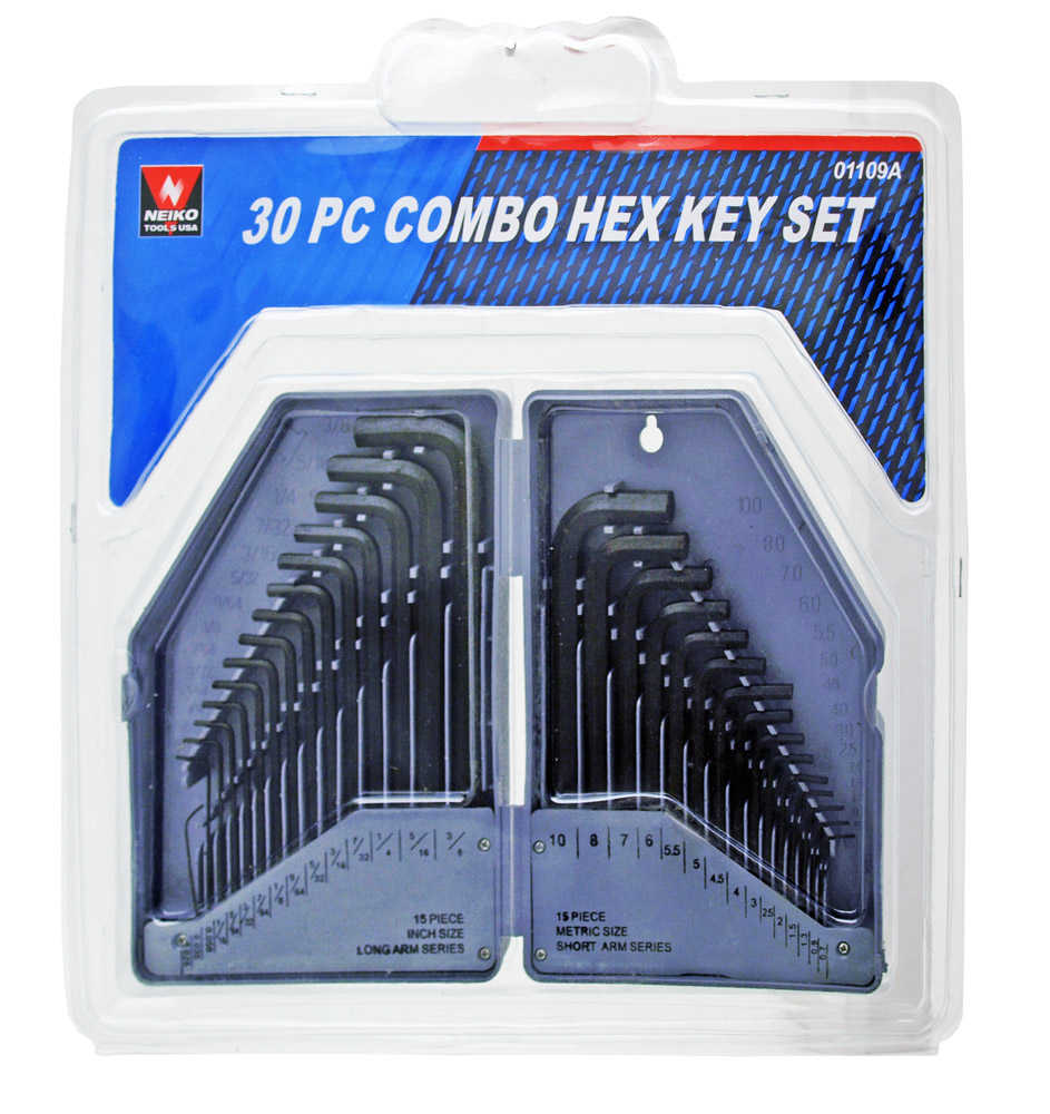 30 Pc Hex Key Combo Tools Sae Standard Mm Metric Combination