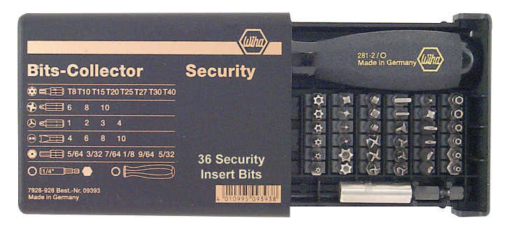 Security Bit Sets, Hex; Phillips; Pozidriv; Slotted; Square; Torq-Set; Spanner