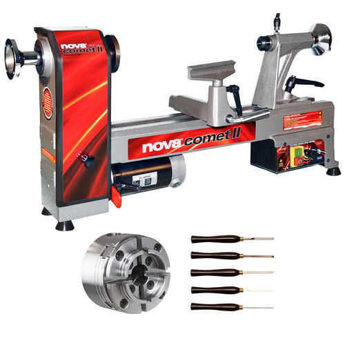 NOVA 46302 Comet II Bench Lathe Package with 48232 Chuck and 9033 Turning Tools