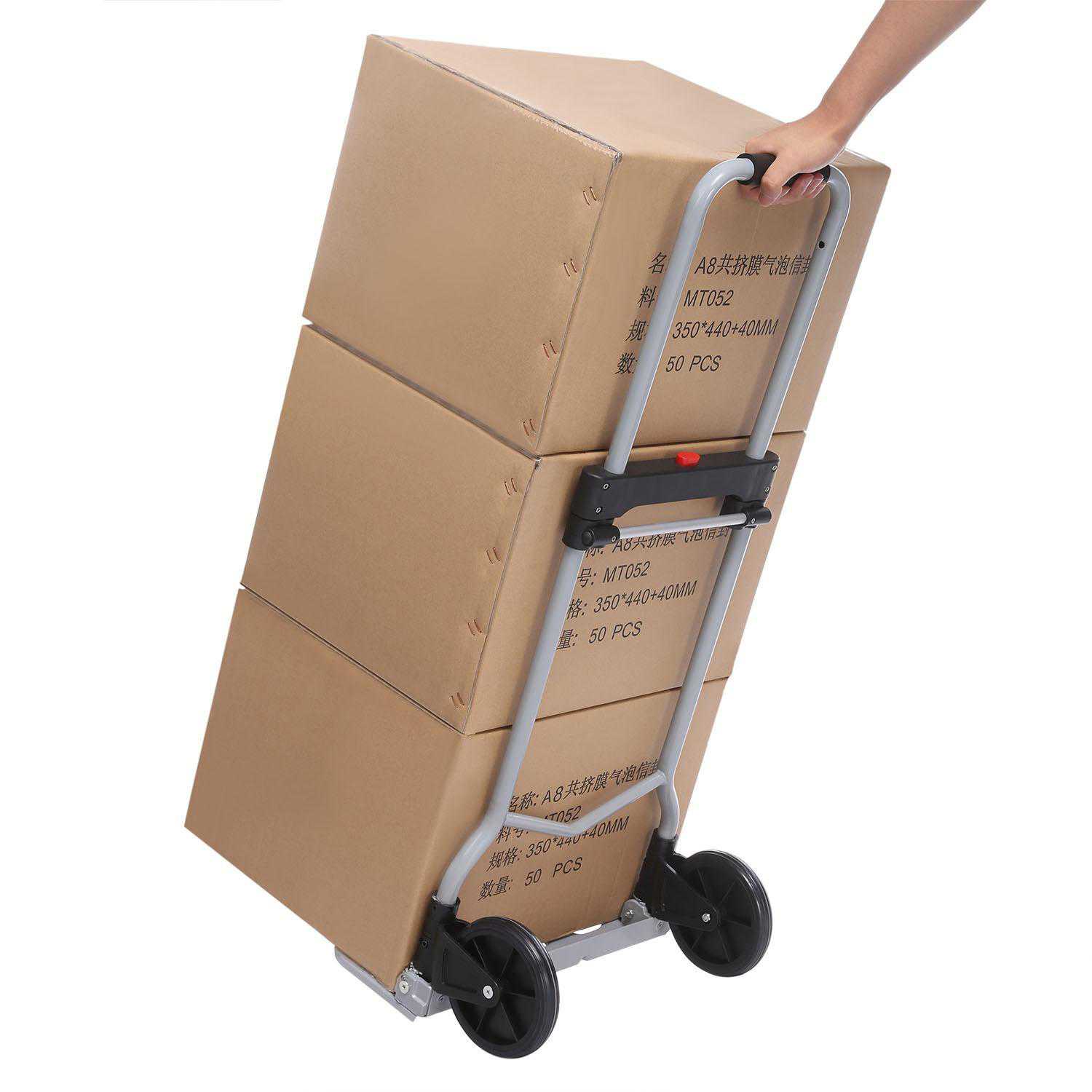 Portable Folding Hand Truck Dolly Luggage Carts, Silver, 220 lbs Capacity, Industrial/Travel/Shopping WSY