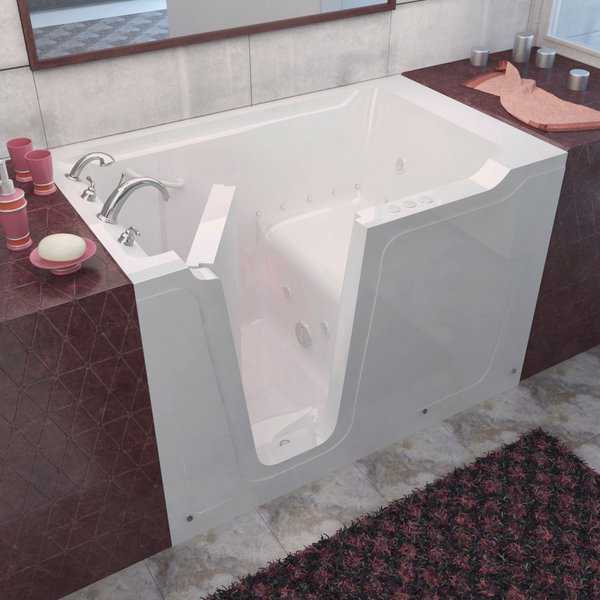 MediTub 36x60-inch Left Drain White Whirlpool & Air Jetted Walk-In Bathtub