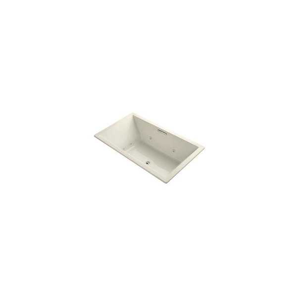 Kohler K-1174-H2 Underscore Collection 72' Drop In or Undermount Jetted Whirlpool Bath Tub with Center Drain - White
