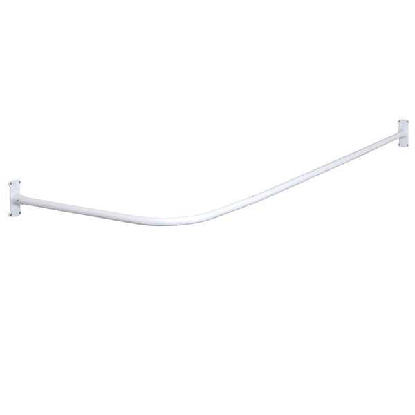 Never Rust Aluminum L-shaped Corner Shower Rod with Vertical Ceiling Support