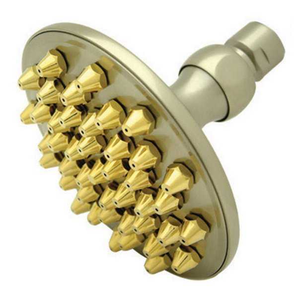Satin Nickel/Polished Brass 5-inch Full-Spray Shower Head